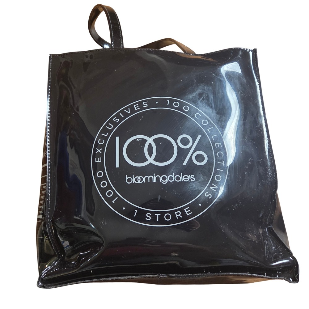 Bloomingdales 100% Exclusives Patent Glossy Vinyl Graphic Shopper Tote Bag Y2K
